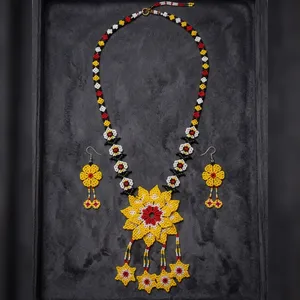 Golden Sunburst <b>Beaded</b> Luxury Fine Jewelry <b>Set</b> 24K Gold Plated Stainless Steel for Party & Gift Occasions - Product Image 6