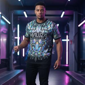 T-shirt personnalisé avec logo en strass, vente en gros, t-shirts graphiques de luxe avec cristaux, coton lourd de haute qualité, vêtements pour femmes - Product Image 6