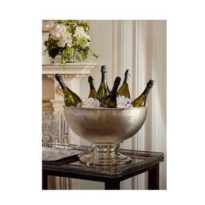 Seau à glace extra-large en acier inoxydable pour vin et champagne – Refroidisseur de boissons décoratif sur pied pour les fêtes - Product Image 3
