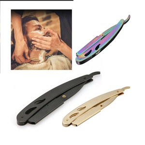 Professional Barber Folding Shaving <b>Razor</b> Gold <b>Single</b> Half <b>Blade</b> Straight Edged <b>Razors</b> with Custom Logo - Product Image 5