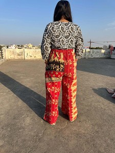 Pantalon unisexe indien bohème vintage Kantha en coton fait main, entièrement réversible, coupe large, idéal pour l'été, vente en gros - Product Image 5