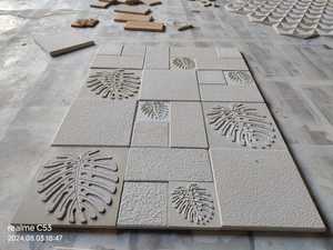 Carreaux muraux en céramique à motif de feuilles tropicales, finition rugueuse, design moderne écologique, pour usage extérieur, hôtel, piscine - Product Image 3