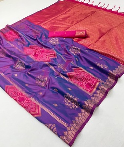Blue Pink Pure Silk Pochampally Handloom <b>Saree</b> Gold Zari Work for Women Indian Traditional Wear Wrinkle Free Moisture Wicking - Product Image 2