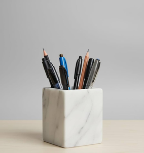 Support à crayons et stylos en marbre, plateau rond, décoration unique, luxe moderne, vente en gros, porte-stylos en marbre - Product Image 1