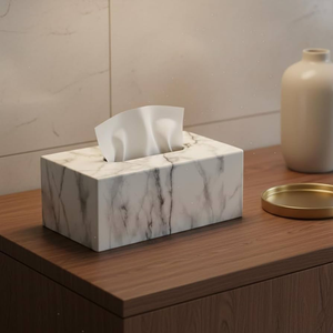 Luxury Modern <b>Marble</b> Tissue Box Holder Rectangular White Gray Veins Eco-Friendly for Home Office Tabletop Decor Best Quality - Product Image 1