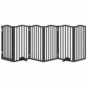 Barrière pliable pour chien à 6 panneaux avec porte, 118,1 pouces, en bois de peuplier noir, barrières et enclos pour animaux de compagnie - Product Image 3