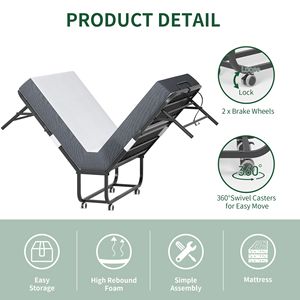 Cama Plegable Murphy Grande de 75"x46" con Espuma Viscoelástica Extra Larga de 5 Pulgadas, Resistente, Capacidad de 450 Libras, Cama Plegable Ancha para Personas Altas - Product Image 6