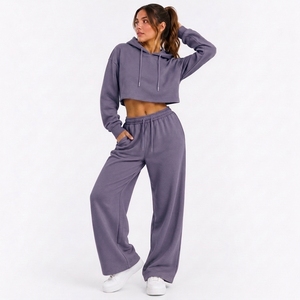 Conjunto de dos piezas cómodo para mujer, sudadera cómoda y pantalones de corte relajado para estar en casa y viajar - Product Image 2