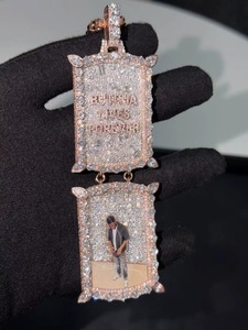 Iced Moissanite Custom Photo Picture Pendant Rose Gold Plated Sterling <b>Silver</b> Luxury Hip Hop Style Men's Memorial Letter <b>Charms</b> - Product Image 4