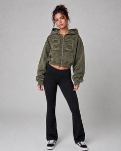 Sweat à capuche zippé surdimensionné en polaire pour femme, personnalisé, avec impression frontale numéro 23, séchage rapide, respirant, manches tombantes, streetwear d'hiver - Product Image 1