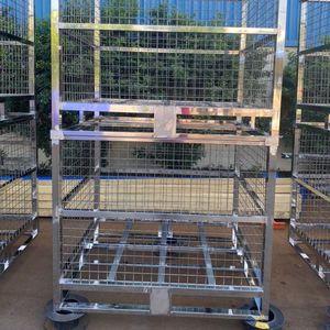 Palette en fil métallique empilable et pliable, conçue pour un stockage gain de place, pliage facile et manutention efficace des matériaux - Product Image 6