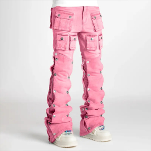 Pantalones Vaqueros Cargo de Verano para Hombre, Transpirables, de Corte Holgado, con Múltiples Bolsillos, Lavados, con Logotipo Frontal, Estilo Urbano, Marca CLOVIX SPORTS - Product Image 2