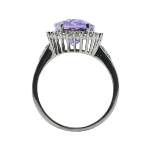 Handmade 925 Sterling Silver Rhodium Plated Purple Oval Cocktail <b>Ring</b> for Women Fine Jewelry - Product Image 3