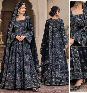 Embroidered velvet Fabric Wide Dark Blue With Floral Pattern For Home Textile Blankets Throws jacket abaya bridal wear <b>kaftan</b> - Product Image 2