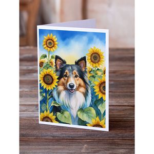 Sheltie fantaisiste en tournesols A7 taille 5x7 cartes vierges paquet de 8 avec enveloppes cartes de voeux - Product Image 2