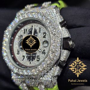 Reloj Cronógrafo de Cuarzo con Incrustaciones de Diamantes, Esfera Redonda, Bisel con Pedrería, Estilo Cronógrafo, para Regalo y Moda - Product Image 3