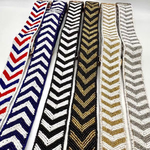 Correa de Lujo para Bolso, de Algodón Marrón con Flores y Cuentas, Estilo Vintage, Hecha a Mano, Bordada, Personalizable, Ajustable, para Colgar el Bolso al Hombro, Elegante - Product Image 1