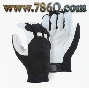 ถุงมือช่างทำจากหนัง100% สีดำทำจากพีวีซีเสริมแรง - Product Image 1