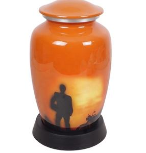 Urna de cremación brillante con acabado de imagen para adultos, urna funeraria de Metal decorativa para interiores con suministros de cremación con acabado pintado - Product Image 1