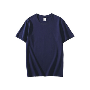 Camiseta de Cuello Redondo para Hombre, 100% Algodón, Corte Regular, Color Azul Marino Sólido, Informal, Manga Corta, Tejido de Punto Liso - Product Image 1