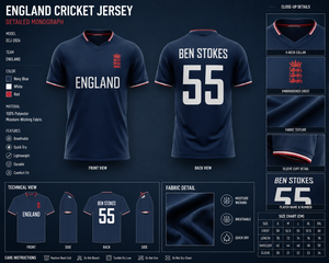 Camiseta de Críquet de Inglaterra Personalizada, Ropa Deportiva Sublimada de Secado Rápido con Nombre y Número del Jugador, Unisex - Product Image 6
