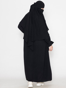 Women's Black Floor Length <b>Abaya</b> Khimar Long Sleeve Modest Dress Solid Color Lightweight Polyester Middle East Style <b>Prayer</b> Wear - Product Image 1