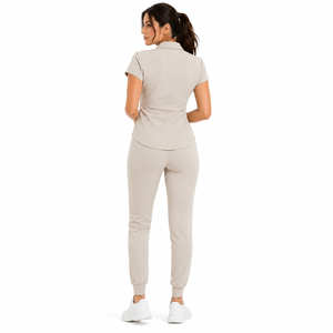 Conjunto de Uniforme Médico para Mujer, Corte Entallado, con Logotipo Personalizado Impreso por Transferencia Térmica, Tela de Poliéster/Spandex, Manga Corta, para Hospital - Product Image 2