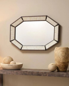 Miroir mural de style vintage en MDF avec incrustations, design industriel écologique, nouveau design, cadre en os, pour chambre à coucher, salle de bain, décoration de la maison, à suspendre - Product Image 4