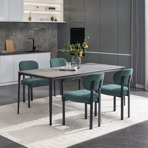 Set di 2 Sedie da Pranzo Moderne Stile Mid-Century, Rivestite in Bouclé con Gambe in Metallo Nero per Cucina e Sala da Pranzo - Product Image 5