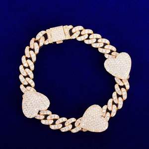 Pulseras de Cadena con Diamantes en Forma de Corazón, Chapadas en Oro Rosa de Lujo, Joyería Unisex para Regalo, Estilo Micro Incrustado - Product Image 3