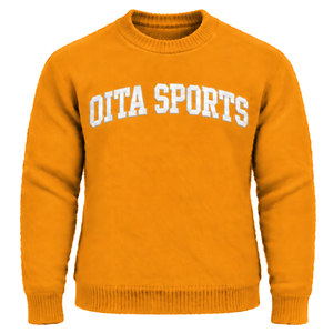 Custom Amber Orange Men Fuzzy Knit Sweater Crew Neck Long Sleeve Soft <b>Warm</b> Pullover Winter <b>Jumper</b> with Raised Chest Letter Logo - Product Image 1