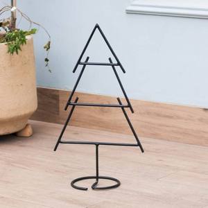 Soporte de metal moderno con forma de árbol para decoración navideña, marco de alambre negro, decoración navideña para interiores y exteriores, decoración para el hogar. - Product Image 1