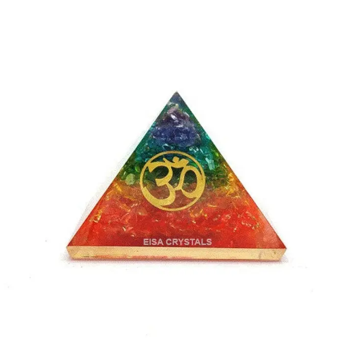 Innovative Orgone Pyramid 7 Chakra Stones OM Symbol Healing Orgonite Pyramid Balance Reiki Meditation Orgonite Positive E