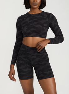 Top Corto de Manga Larga para Mujer, Ajustado, Casual, de Secado Rápido, en Nailon y Elastano, para Yoga, Fitness, Gimnasio y Entrenamiento - Product Image 6