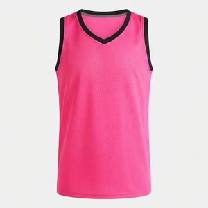 Camiseta de Baloncesto Orha con Rayas Moradas y Naranjas, Cuello en V, Sin Mangas, Malla Transpirable, Unisex, Corte Regular, Impresión Sublimada - Product Image 3