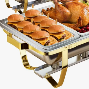 Juego de 2 calentadores de comida redondos de metal premium para buffet, al mejor precio. - Product Image 1