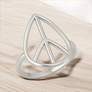 แหวนดีไซน์เก๋รูปหยดน้ำสัญลักษณ์สันติภาพ เงินแท้ 925 สไตล์โบฮีเมียน เรียบหรู ดูดี เหมาะสำหรับงานหมั้นและงานแต่งงาน - Product Image 5