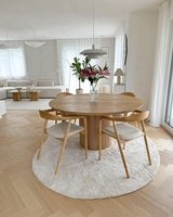 Table à Manger Ronde Moderne en Bois Massif avec Hauteur Réglable pour Salle à Manger et Bureau à Domicile-Meubles de Maison Chaises de Salle à Manger