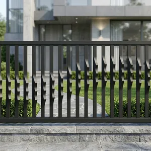 Barandilla de Balcón Moderna de Metal Negro con Barras Geométricas Verticales para Terraza, Veranda, Seguridad Exterior y Diseño Contemporáneo para el Hogar - Product Image 6