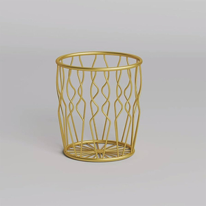 Vintage Gold Metal <b>Laundry</b> <b>Basket</b> Modern Wire Storage Hamper For Dirty Clothes Storage Rack With For Home And Bathroom Use - Product Image 1