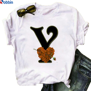Women's English <b>Alphabet</b> <b>Print</b> T Shirt New Summer Couples Lovers Breathable Letter & Lovely Sweet Style Plus Size Women Top - Product Image 3