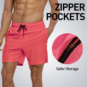 2 in 1 <b>Mens</b> Swim Shorts with Compression Liner Solid Beach Swimming <b>Trunks</b> Breathable Quick Dry Swim Shorts with Zipper Pockets - Product Image 4