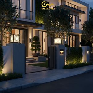 Lámpara de Jardín LED con Patrón de Ondas, Lámpara de Poste Exterior de Acero con Recubrimiento de Polvo Negro de 12 Pulgadas, Iluminación Cálida para Jardín, para Villa, CA 220V - Product Image 5