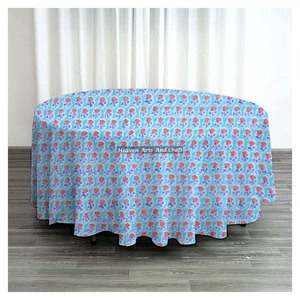 Mantel Redondo de Algodón Puro con Estampado Floral, Hecho a Mano, Estilo Rústico Indio, para Bodas y Uso Doméstico - Product Image 1