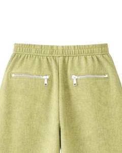 Pantalones Deportivos Cargo de Pierna Ancha Color Verde Oliva Claro para Mujer, Pantalones de Forro Polar con Cintura Elástica, Bolsillos con Cremallera, Ropa Casual de Calle, Pantalones de Invierno - Product Image 4