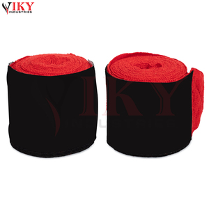 Bandages de boxe rouges robustes de qualité supérieure 2026 en coton élastique pour entraînement de Muay Thai avec support de poignet et fermeture auto-agrippante - Product Image 1