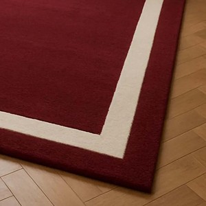 Luxury Burgundy Area Rug with <b>White</b> Border Hand Tufted Rug Premium Wool Carpet Modern Rug For Living Room Bedroom Decorative Rug - Product Image 6