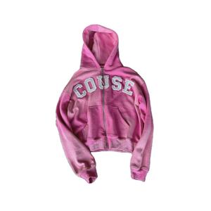 100% algodón estampado personalizado Sudadera con capucha flor sudaderas con capucha hombres diseñador Casual bordado desgastado lavado ácido - Product Image 1