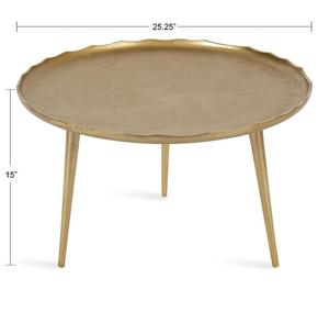 Design First Modern <b>Round</b> Coffee <b>Table</b> With <b>Gold</b> Textured Metal Top And Legs Midcentury Design Living Room Furniture - Product Image 5