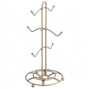 ที่วางแก้วกาแฟโลหะสีทองทันสมัย พร้อมตะขอแขวน ชั้นวางโชว์ถ้วยชา ประหยัดพื้นที่ อุปกรณ์จัดระเบียบห้องครัว ของตกแต่งบ้าน - Product Image 4